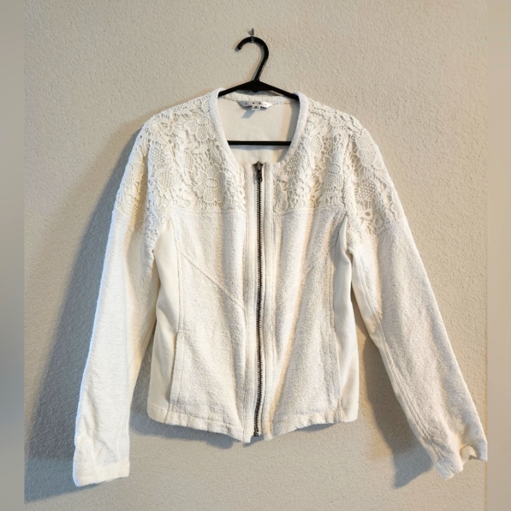 Cabi white flower pattern jacket size Small